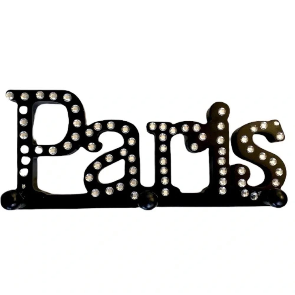 Paris Wall Hook Sparkling Hanger Organizer Jewelry Lingerie Rhinestone Gem Black